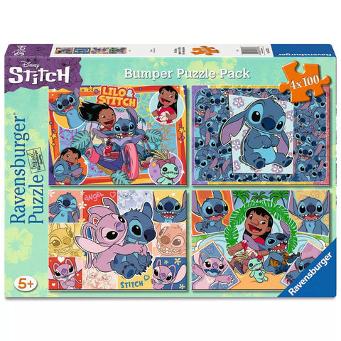 Verpackung Ravensburger Bumper Puzzle Pack Disney Stitch, 4x100 Teile