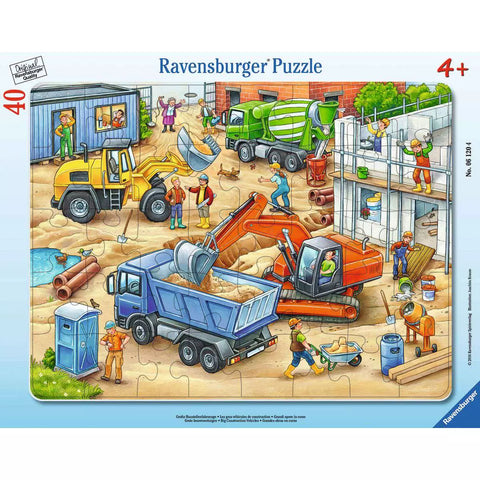 Rahmenpuzzle Grosse Baustellenfahrzeuge von Ravensburger, 40 Teile, mit Bagger und Lastwagen