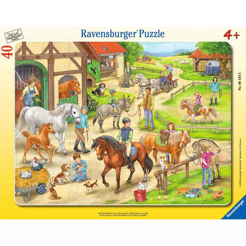 Rahmenpuzzle Auf dem Pferdehof 40 Teile mit Reitkindern und Pferden, Ravensburger 06164