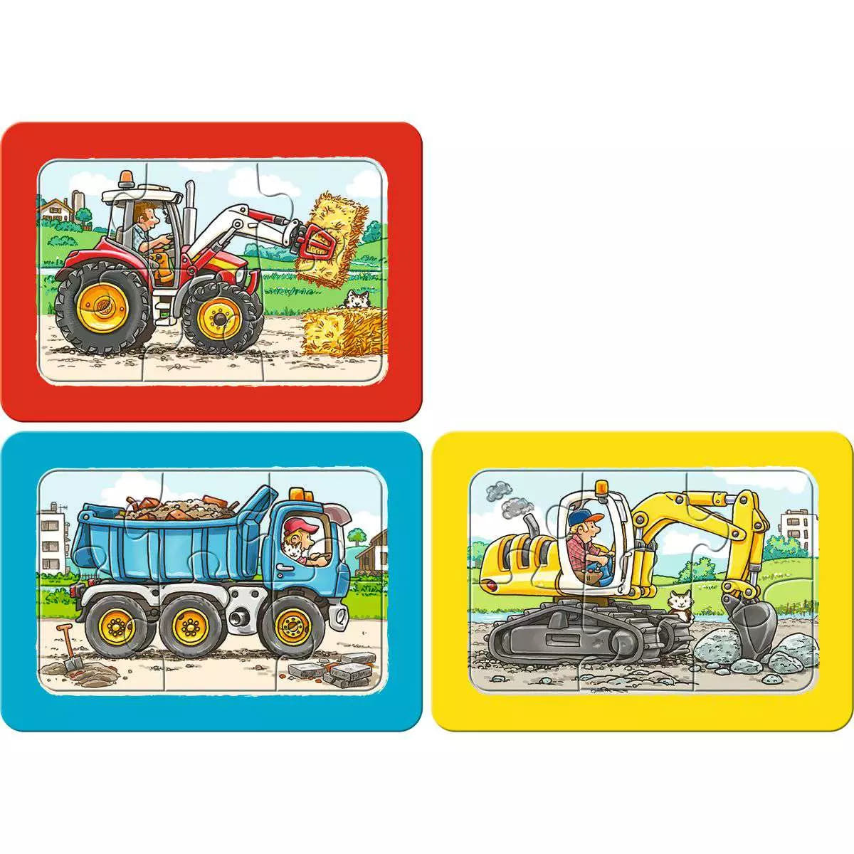 Puzzle 3x6 Teile Bagger, Traktor und Kipplader 06.573 - Bild 2