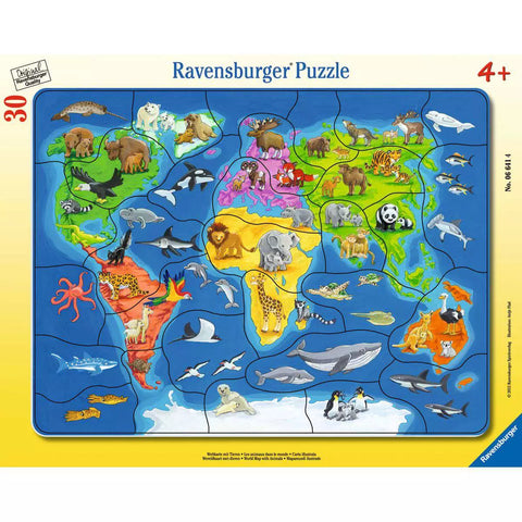 Ravensburger Rahmenpuzzle Weltkarte mit Tieren 30 Teile 06641