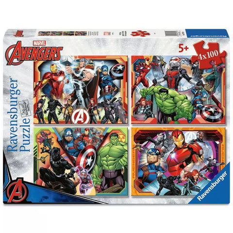 Verpackung Puzzle Die mächtigen Avengers, 4x100 Teile, Ravensburger