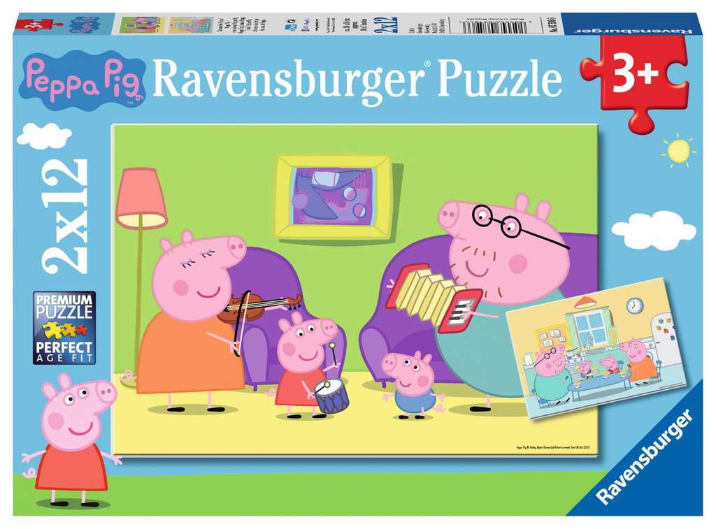 Ravensburger Puzzle 2x12 Teile Zuhause bei Peppa 07.596 - Bild 1