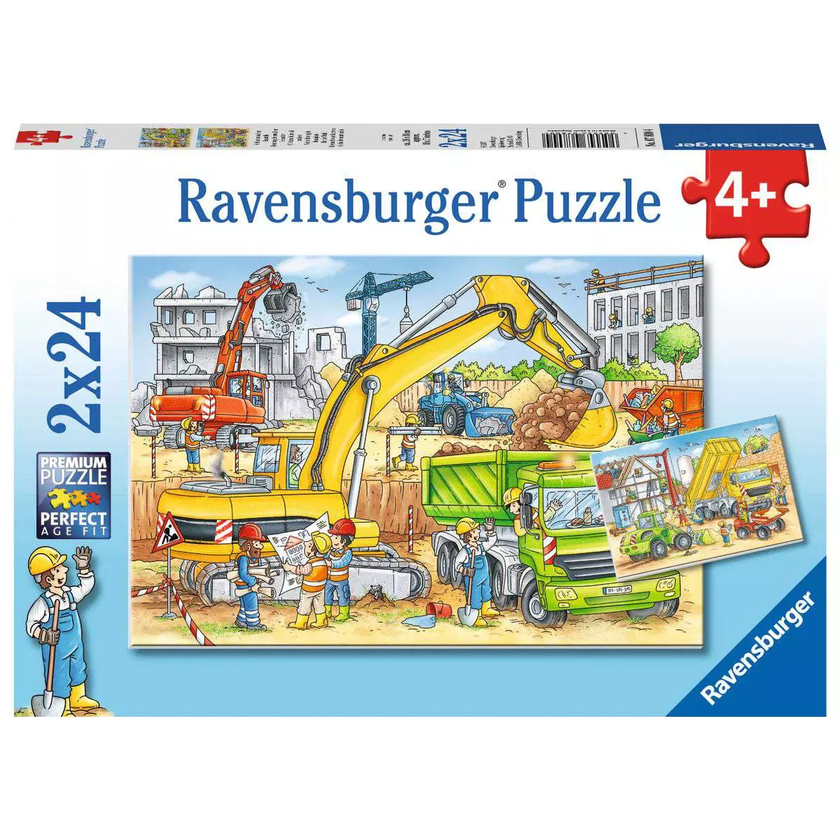 Puzzle 2x24 Teile Viel zu tun auf der Baustelle 07.800 - Bild 1