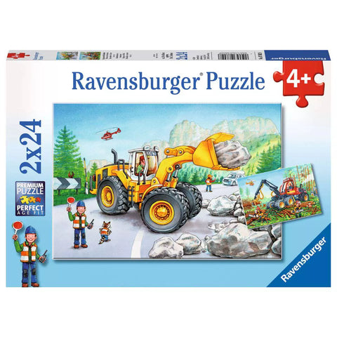 Verpackung Kinderpuzzle Bagger und Waldtraktor 2x24 Teile, Ravensburger 07802