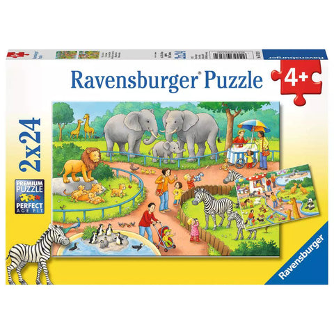Verpackung Ravensburger Puzzle Ein Tag im Zoo, 2x24 Teile
