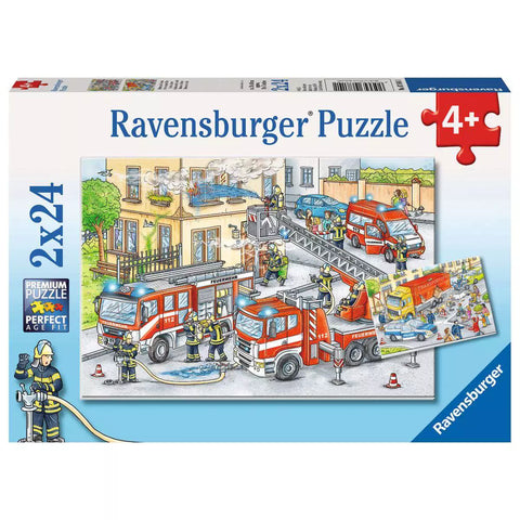 Verpackung Ravensburger Kinderpuzzle Helden im Einsatz 2x24 Teile 07814