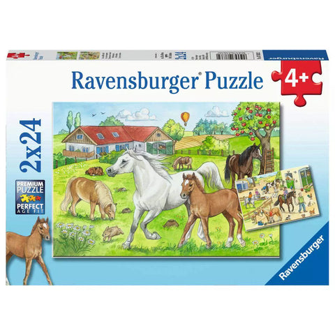 Verpackung Ravensburger Puzzle Auf dem Pferdehof 2x24 Teile