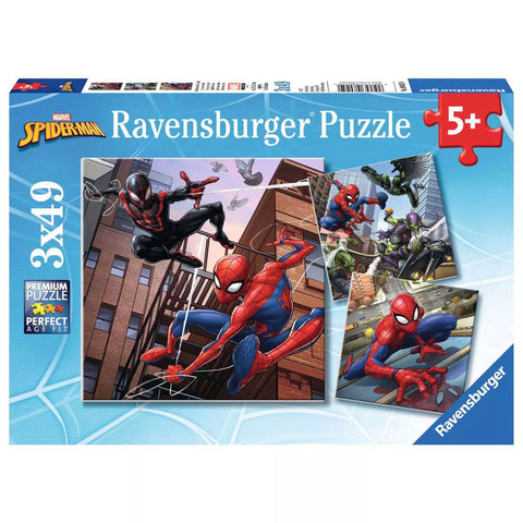 Verpackung Kinderpuzzle Spider-Man beschützt die Stadt 3x49 Teile, Ravensburger 08025