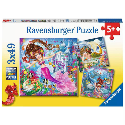 Verpackung Ravensburger Kinderpuzzle Bezaubernde Meerjungfrauen 3x49 08063
