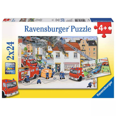 Verpackung Ravensburger Kinderpuzzle Bei der Feuerwehr 08851, 2x24 Teile