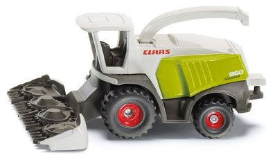 Siku Claas Häcksler 1418 in Grün-Weiss mit Maisgebiss, Seitenansicht