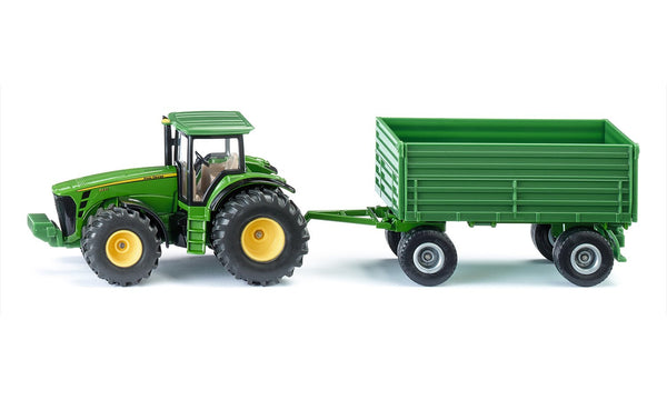 Siku Farmer John Deere Traktor mit Seitenkipper 1953, Gespann von der Seite