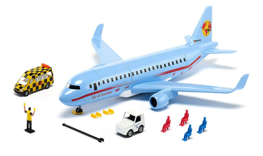 Siku World Verkehrsflugzeug 5402 mit Figuren und Bodenfahrzeugen