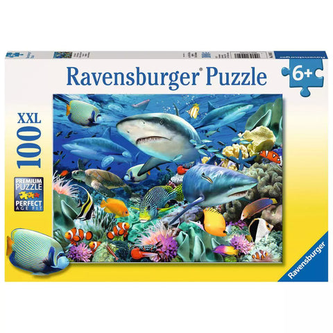 Verpackung Ravensburger Kinderpuzzle Riff der Haie 100 XXL-Teile 10951