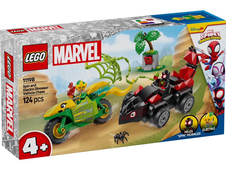 LEGO Marvel Actionspass mit Spin und Electro in ihren Dino-Flitzern 11198