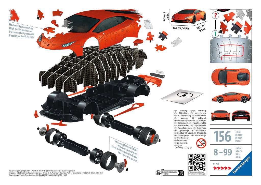 Puzzle  3D Lamborghini Huracan EVO Arancio 11.571 - Bild 3