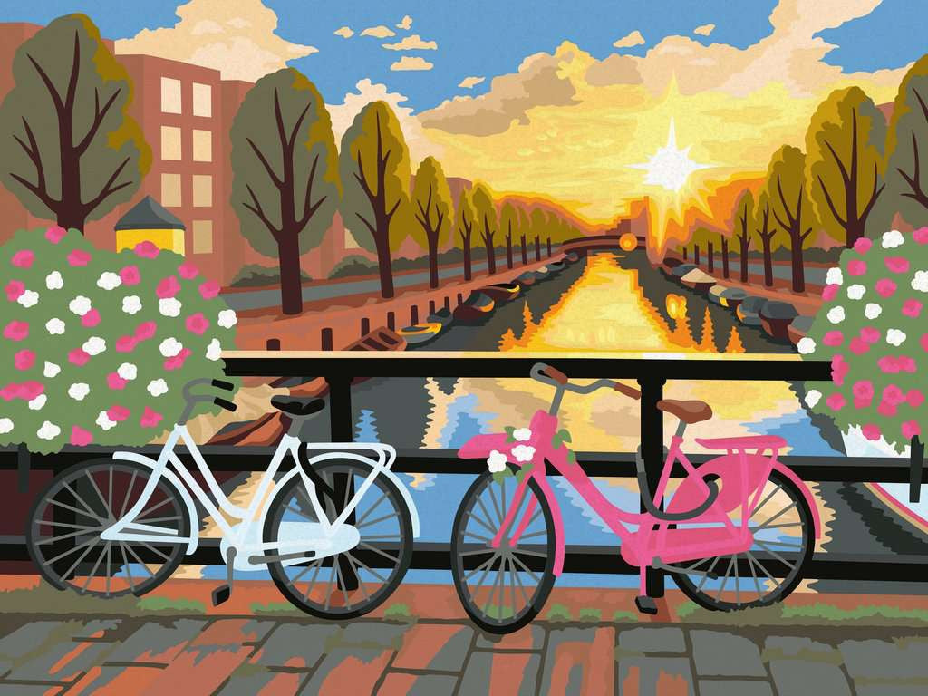 CreArt, Malen nach Zahlen Canvas Leinwand - Amsterdam zum Sonnenuntergang 23.209 - Bild 1