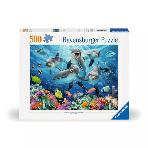 Verpackung Ravensburger Puzzle Delfine im Korallenriff 500 Teile 00200