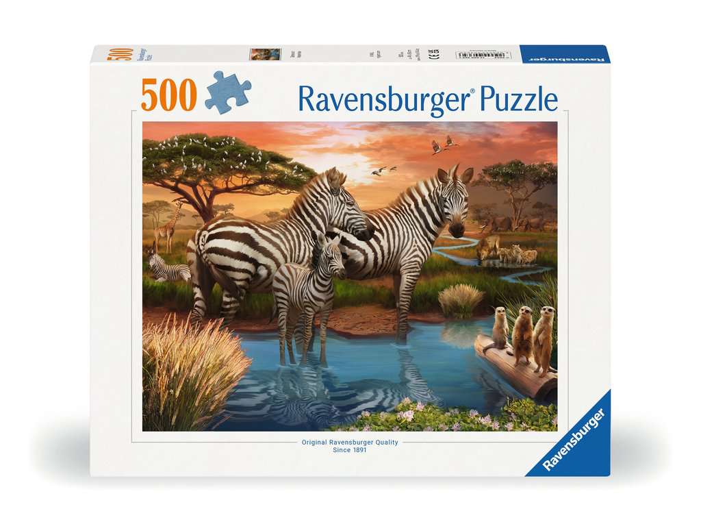 Puzzle 500 Teile Zebras am Wasserloch 00.365 - Bild 1