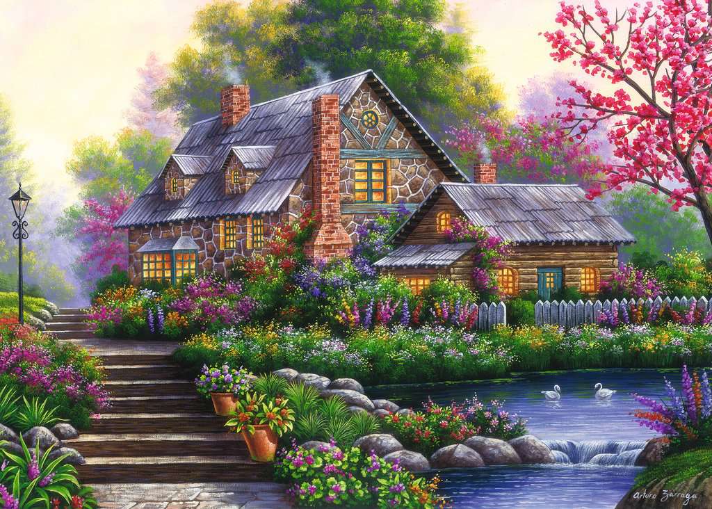 Puzzle 1000 Teile: Romantisches Cottage 00.464 - Bild 2