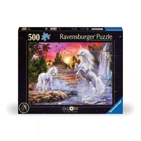 Verpackung Puzzle 500 Teile Einhörner am Fluss 00471, Glow in the Dark