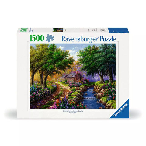 Verpackung Ravensburger Puzzle Cottage am Fluss 00735, 1500 Teile