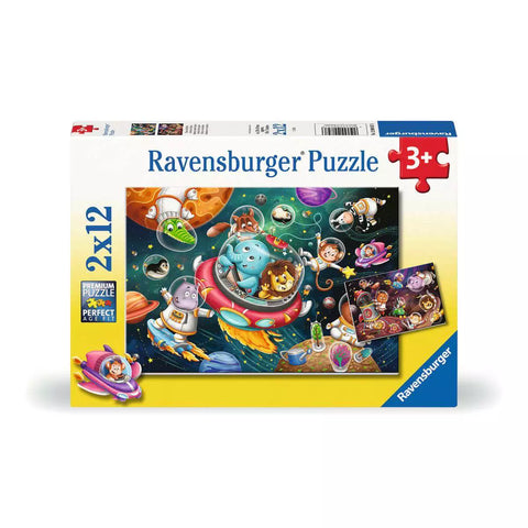 Verpackung Ravensburger Kinderpuzzle Tiere im Weltall 2x12 00857