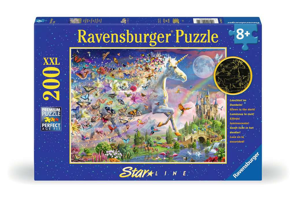 Puzzle 200 Teile Leuchtendes Schmetterlingseinhorn 00.872 - Bild 1