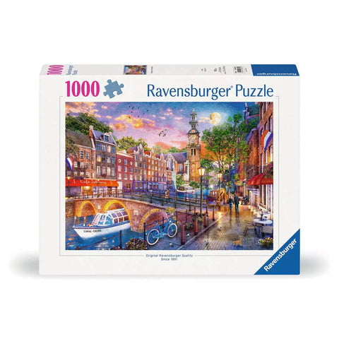 Verpackung Ravensburger Puzzle Sonnenuntergang über Amsterdam 00884 mit 1000 Teilen