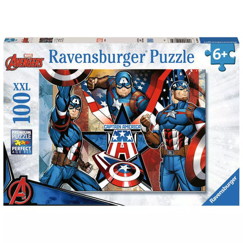 Verpackung Kinderpuzzle Marvel Der erste Avenger, 100 XXL, Ravensburger 01073