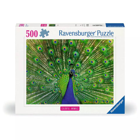 Verpackung Ravensburger Puzzle Pfau, 500 Teile, 01332