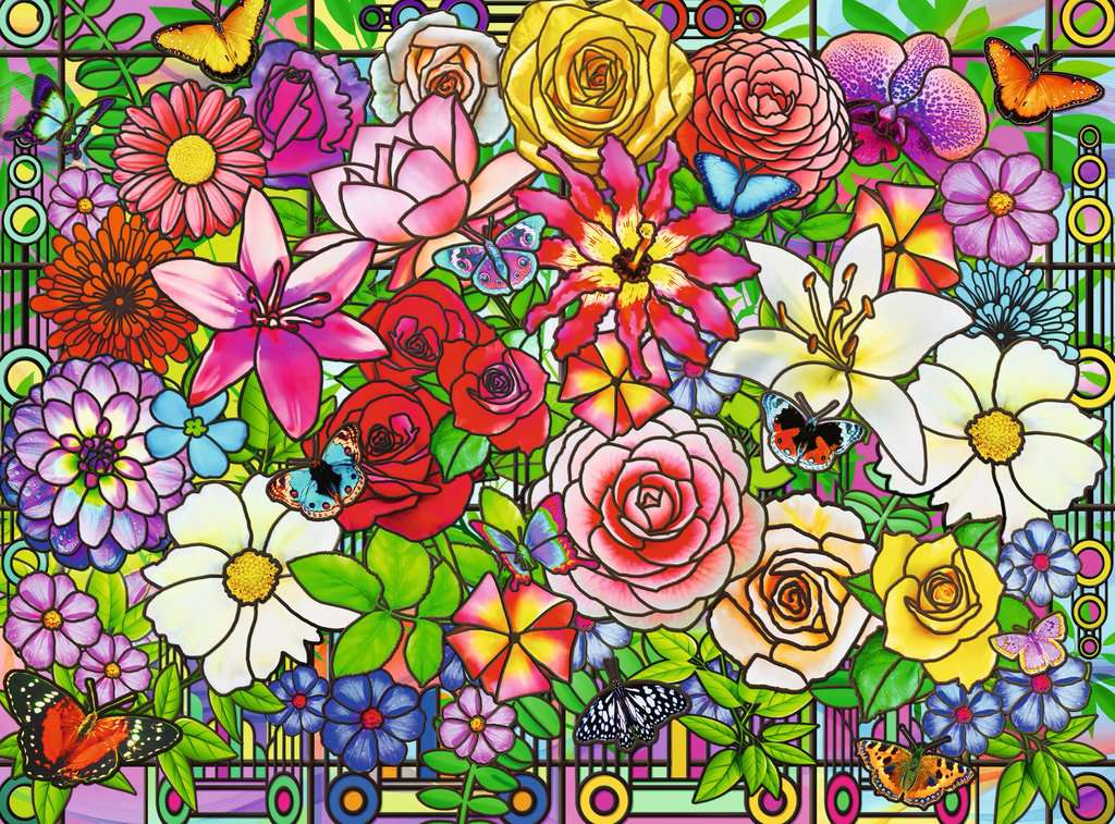 Puzzle 100 Teile Tiffany Flowers - mit grösseren Teilen 01.364 - Bild 2