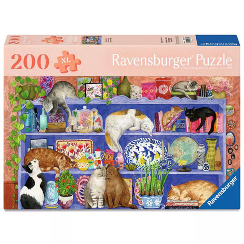 Verpackung Ravensburger Puzzle 200 Teile Katzen im Regal 01367