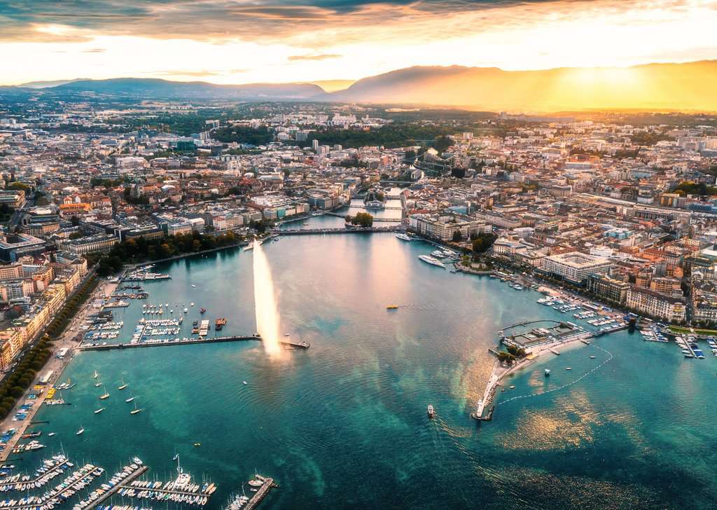 Puzzle 1000 Teile Beautiful Switzerland Sunset in Geneva 01.671 - Bild 2