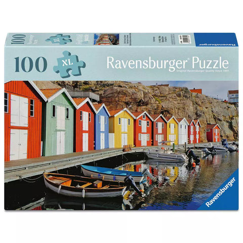Verpackung Ravensburger Puzzle Bunte Häuser in Schweden 100 Teile 01730