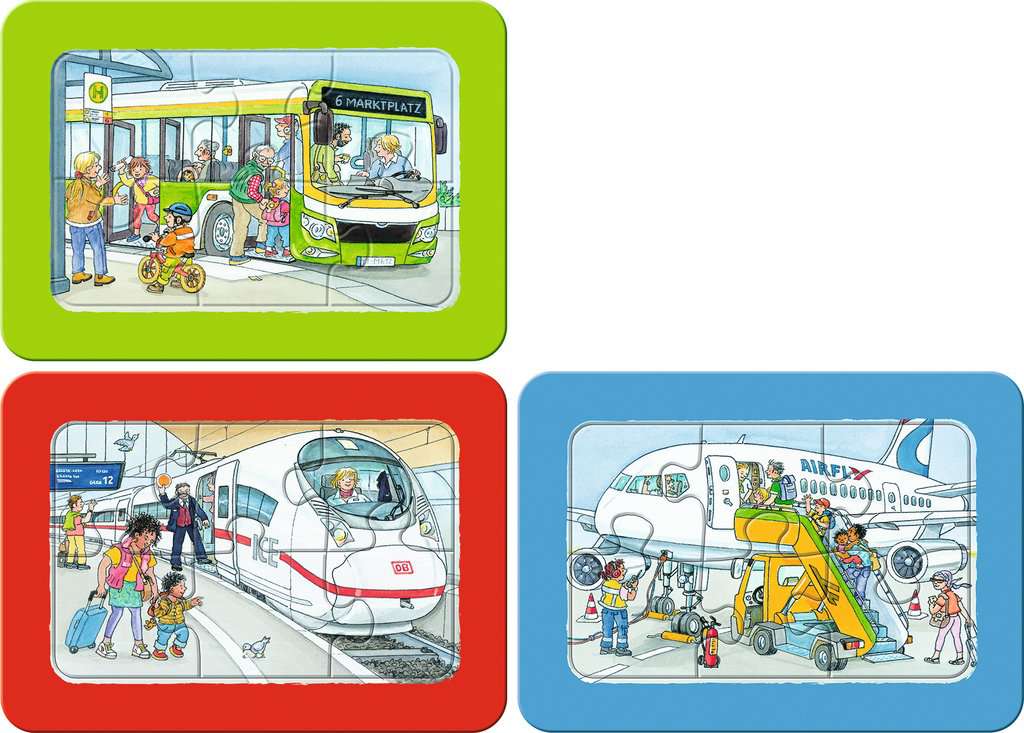 My First Puzzle 3 x 6 Teile - Unterwegs mit Bus, Bahn und Flugzeug 04.039 - Bild 2