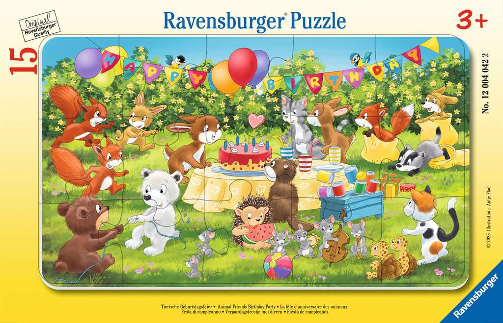 Rahmenpuzzle 15 Teile Tierische Geburtstagsfeier 04.042 - Bild 1