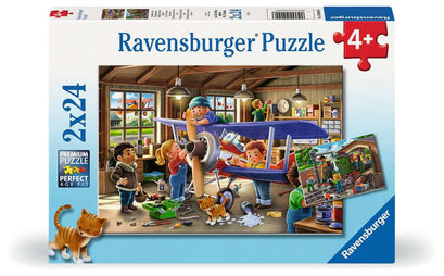 Puzzle 2x24 Teile Eisenbahn- und Flugzeugservice 04.044