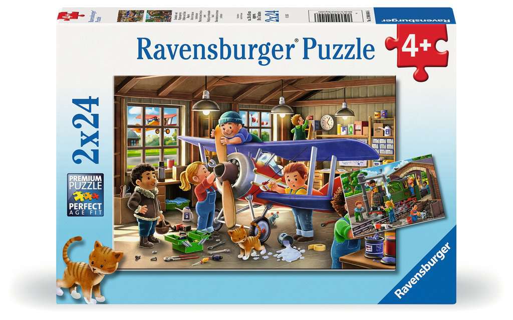 Puzzle 2x24 Teile Eisenbahn- und Flugzeugservice 04.044 - Bild 1