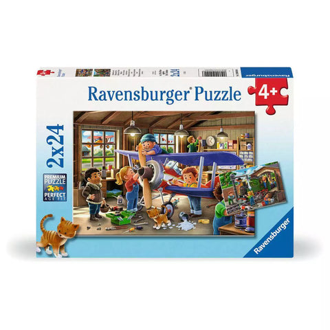 Verpackung Ravensburger Puzzle Eisenbahn- und Flugzeugservice, 2x24 Teile