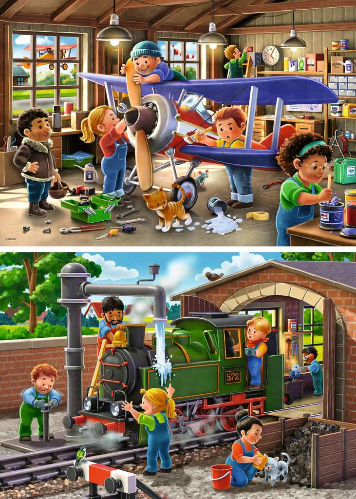 Puzzle 2x24 Teile Eisenbahn- und Flugzeugservice 04.044 - Bild 2