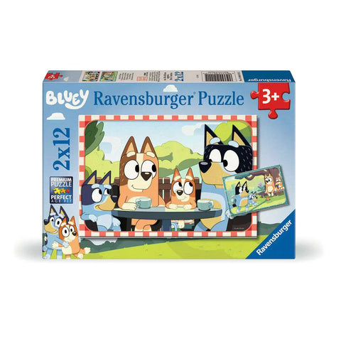 Verpackung Ravensburger Kinderpuzzle Bluey Familienzeit 2x12 Teile 04111