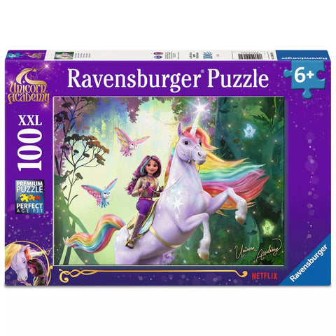Verpackung Ravensburger Kinderpuzzle Unicorn Academy Sophia und Wildstar 04164