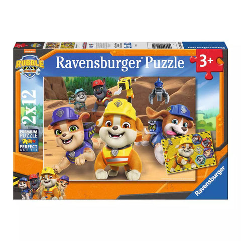 Verpackung Ravensburger Puzzle Paw Patrol Rubble und sein Team, 2x12 Teile