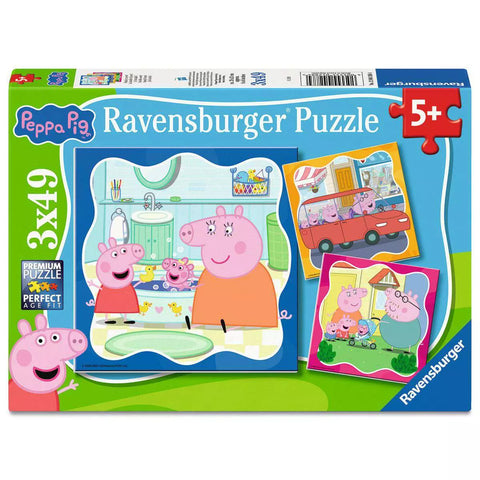 Verpackung Ravensburger Kinderpuzzle Peppa Pig Familie zuerst 3x49 Teile 04288