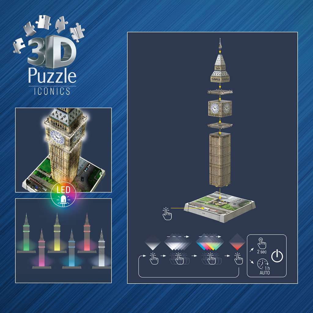 3D Puzzle Iconics: Big Ben mit Licht 08.025 - Bild 7
