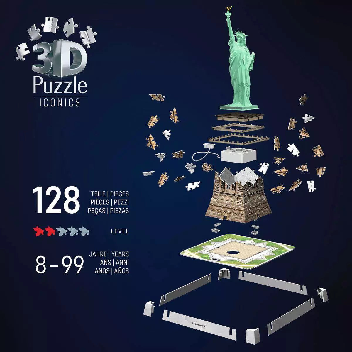3D Puzzle Iconics: Freiheitsstatue mit Licht 08.027 - Bild 4