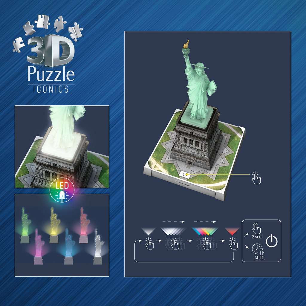 3D Puzzle Iconics: Freiheitsstatue mit Licht 08.027 - Bild 7
