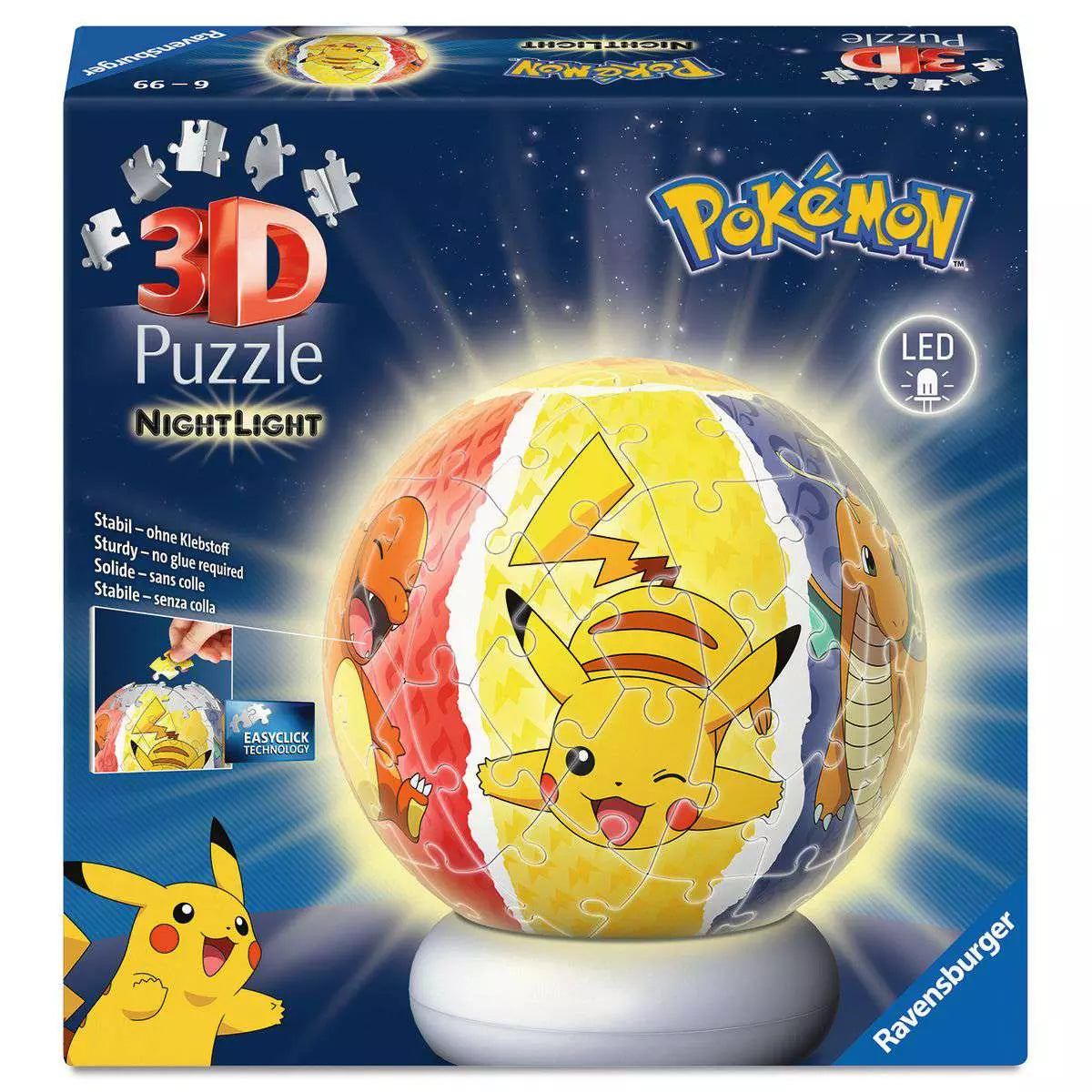 Verpackung Ravensburger 3D Puzzle-Ball Nachtlicht Pokémon